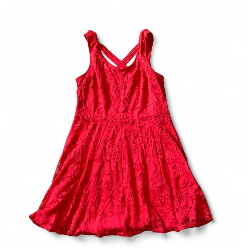 Candies Red Lace Sleeveless Fit & Flare Dress Cross Back Floral Size M